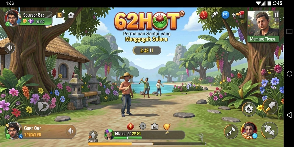 Tampilan gameplay seru dalam 62HOT yang penuh warna.