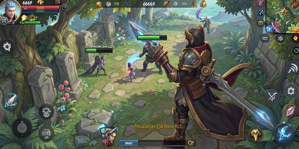 Tampilan gameplay RPG yang seru dan mendebarkan di 666F.