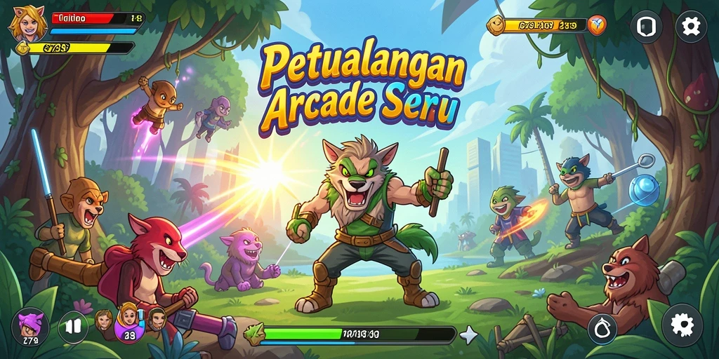 Tangkapan layar utama C789 menampilkan suasana gameplay arcade yang seru.