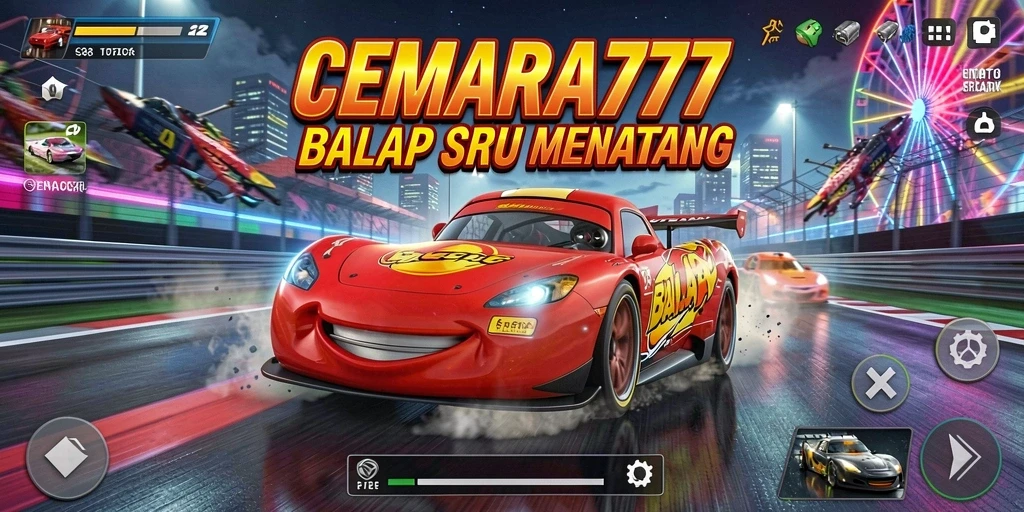Tampilan gameplay seru dari CEMARA777 saat balapan.