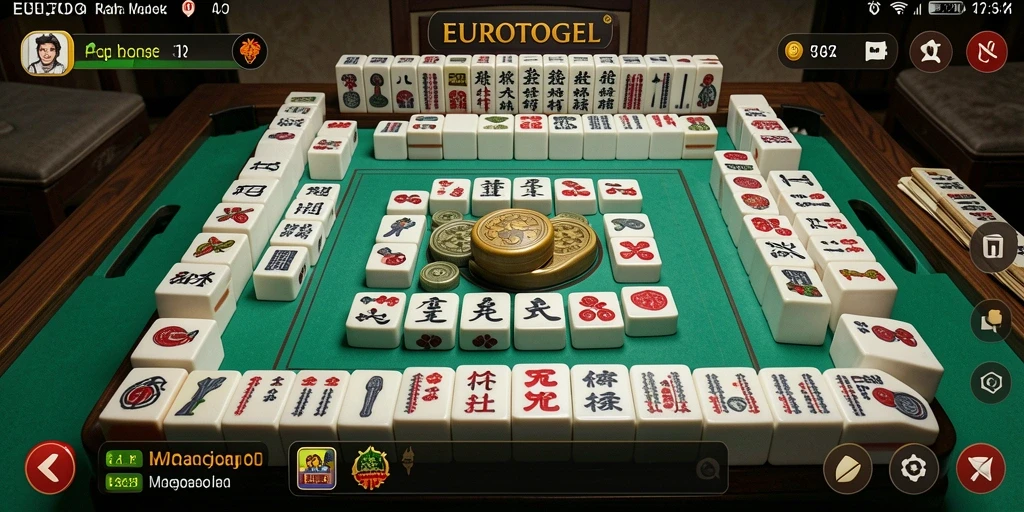 Tampilan gameplay menarik dari EUROTOGEL dengan desain Mahjong yang menawan.