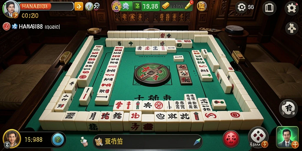 Screenshot utama HANABI88 menampilkan gameplay Mahjong yang menarik.