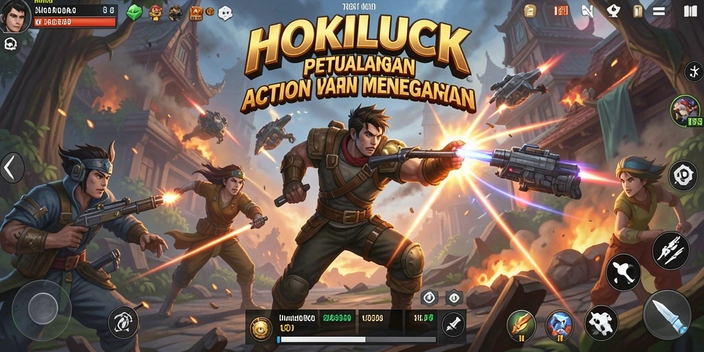 Tampilan aksi seru dalam HOKILUCK dengan grafis memukau.