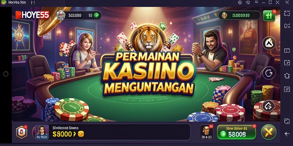 Screenshot utama HOYE55 menampilkan penggunanya yang sedang menikmati permainan Kasino.
