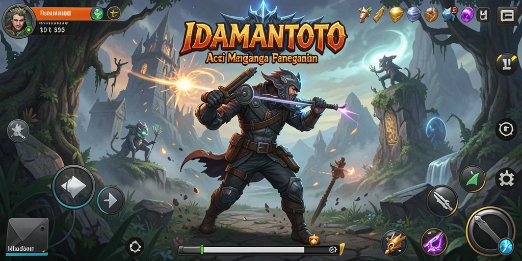 Screenshot gameplay IDAMANTOTO menampilkan aksi seru di dunia fantasi.