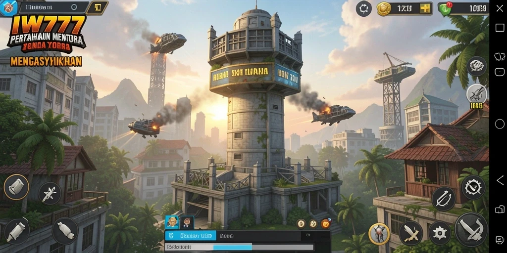 Screenshot IW777 menampilkan pertempuran menara yang seru dan menantang.