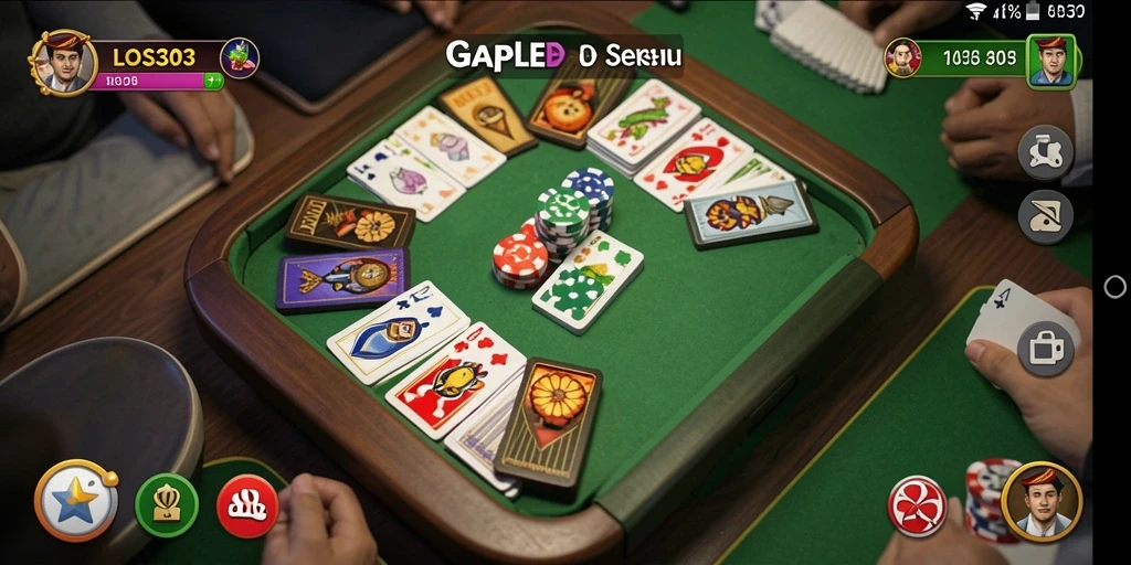 Screenshot utama LOS303 menampilkan gameplay Gaple yang seru dan interaktif.