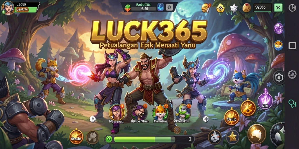 Screenshot LUCK365 menampilkan karakter yang sedang menjelajahi hutan penuh tantangan.