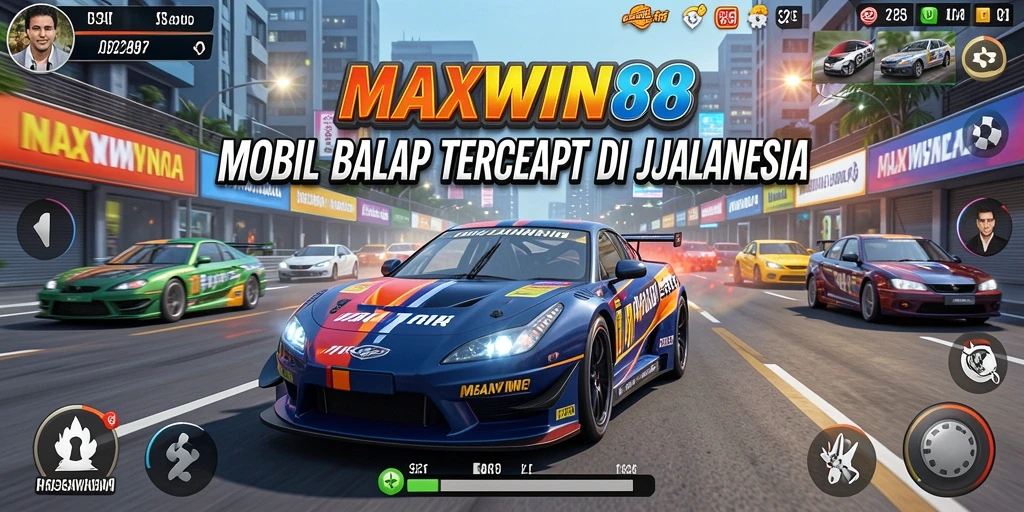 Tampilan utama dari gameplay balap seru di MAXWIN88.