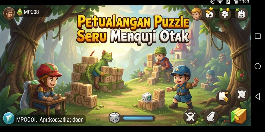 Screenshot MPO08 menampilkan gameplay puzzle yang menarik dan penuh warna.