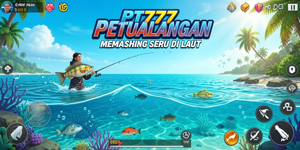 Gameplay PT777 menampilkan aksi memancing yang seru dan mendebarkan.