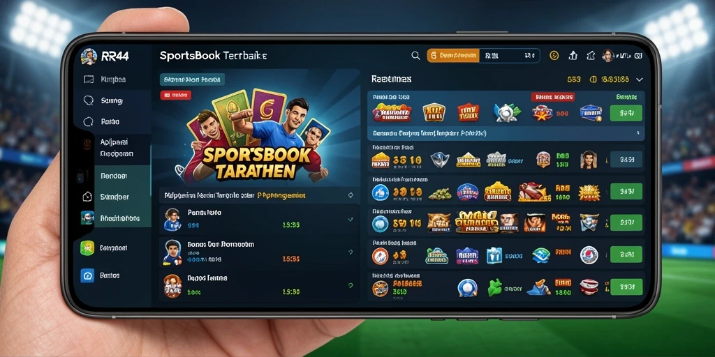 Screenshot gameplay RR44 menampilkan pilihan taruhan menarik di Sportsbook.