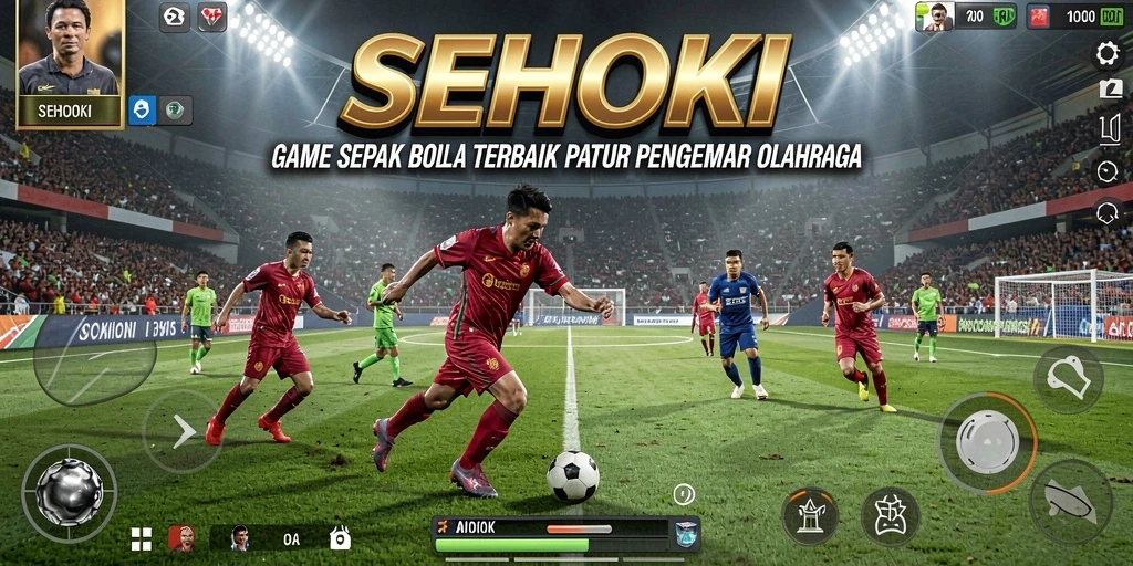 Screenshot menampilkan gameplay pertandingan sepak bola yang mendebarkan.