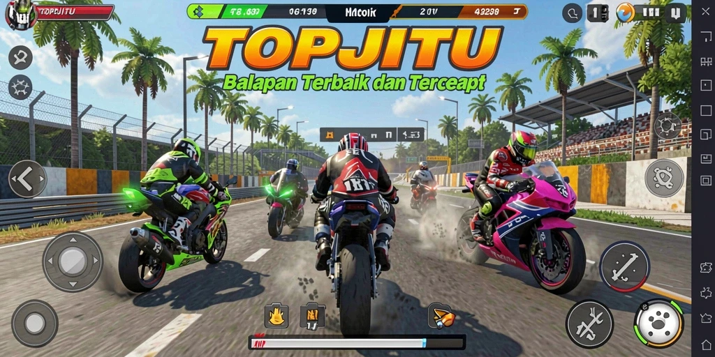 Screenshot main game balapan motor yang mendebarkan dan penuh aksi.