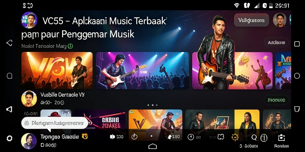 Tangkapan layar utama VC55 menampilkan gameplay interaktif dengan alat musik virtual.