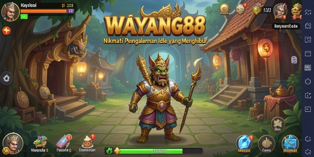 Tampilan gameplay WAYANG88 dengan karakter wayang yang dinamis.